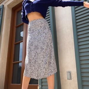Brandy Melville Black and White Leopard Midi Skirt